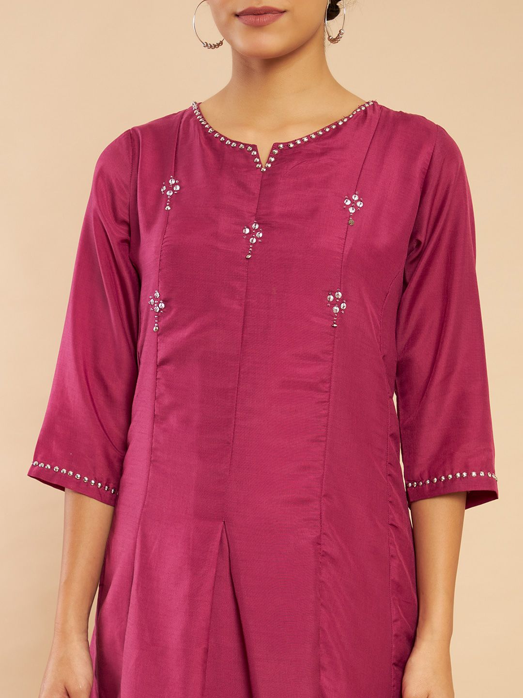 Dhiyona SO Women's Women Pink Sequinned Kurta with Trousers