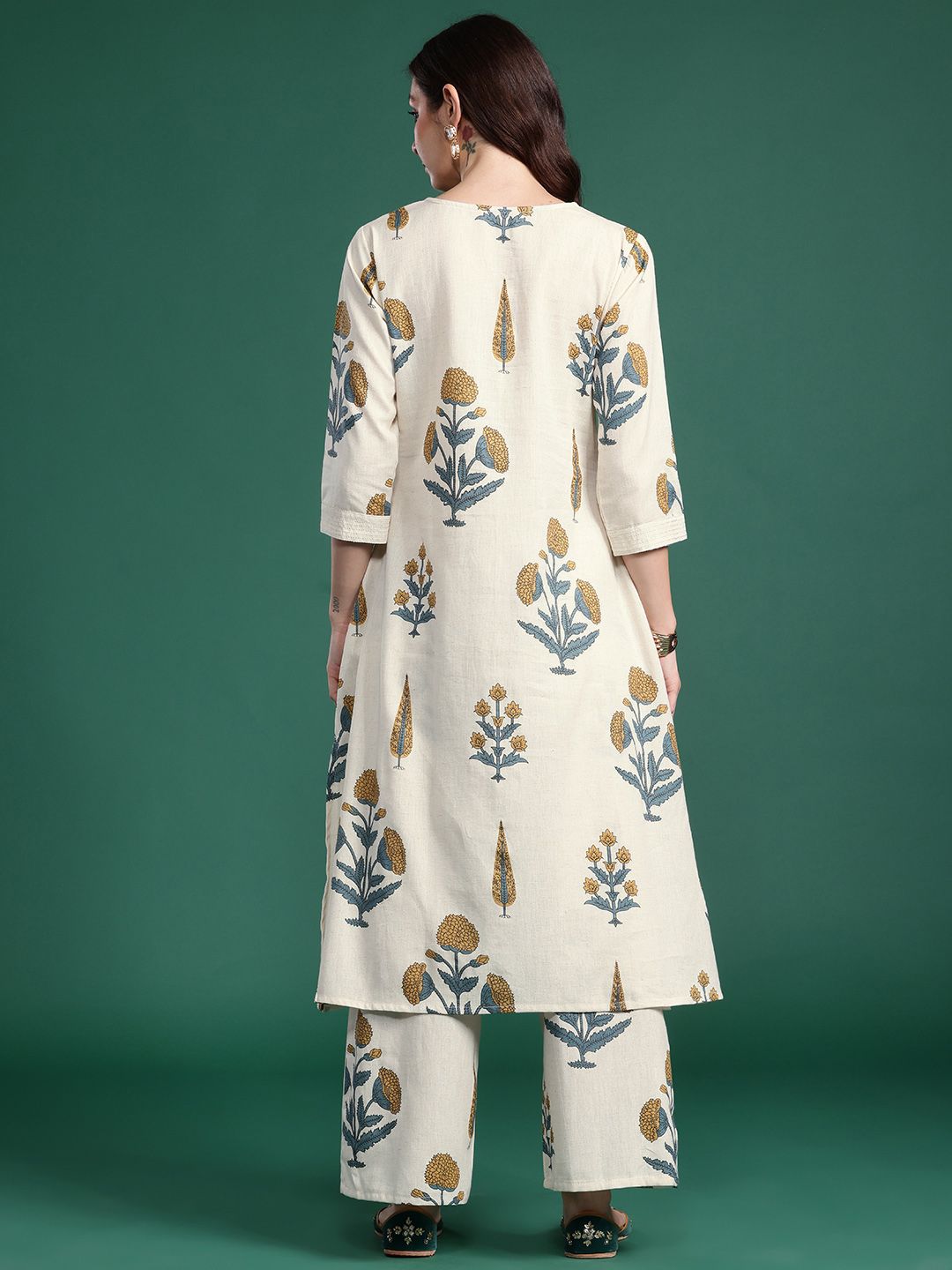 Floral Printed Regular Pure Cotton Kurta with Palazzos