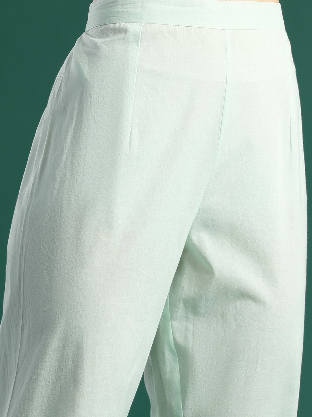 Ethnic Motifs Printed Pleated Pure Cotton Kurta with Trousers & Dupatta