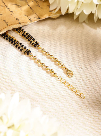 Dhiyona RJ Women's 18K Gold-Plated Black Beaded & Golden Chain Mangalsutra Bracelet