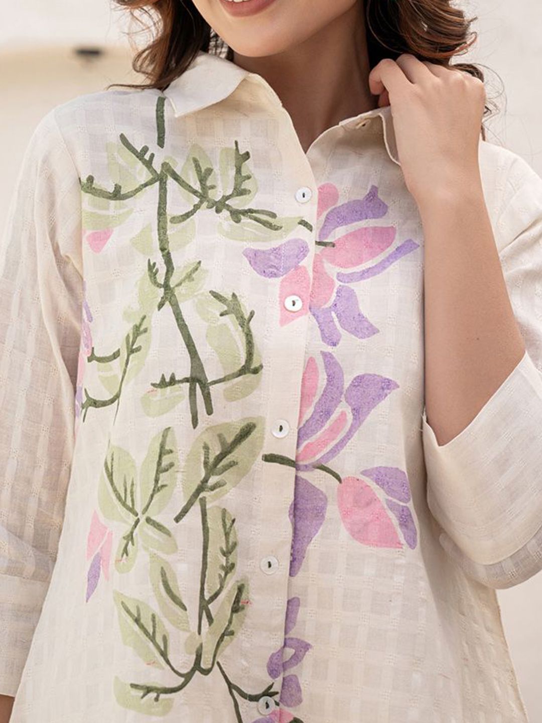 Dhiyona IE Printed Pure Cotton Tunic & Trousers Co-ords