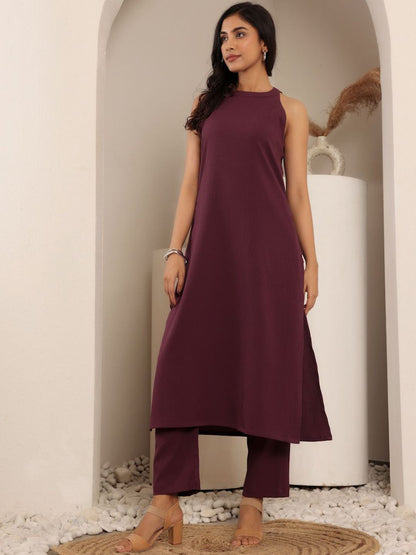 Dhiyona VA Women'sRound Neck Sleeveless Straight Kurta With Trouser And Dupatta