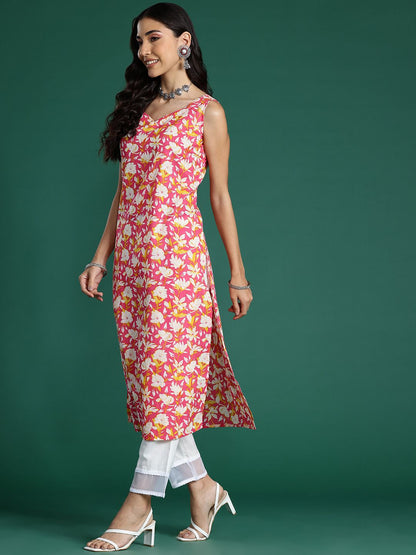 Dhiyona IE Women Floral Printed Pure Cotton Kurta