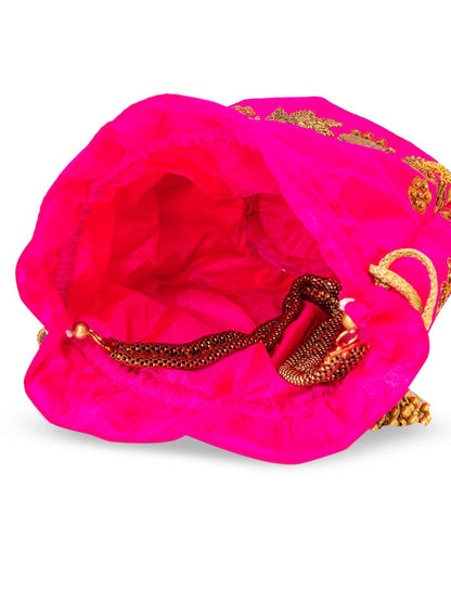 Dhiyona NR Pink Embroidered Potli Clutch