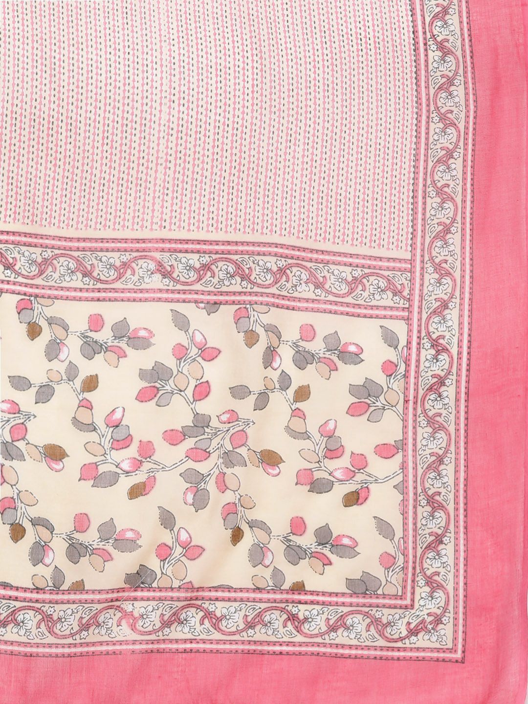 Dhiyona VA Women'sFloral Printed Mirror Work Pure Cotton Kurta with Trousers & Dupatta