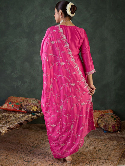 Women Ethnic Motifs Embroidered Kurta with Trousers & Dupatta