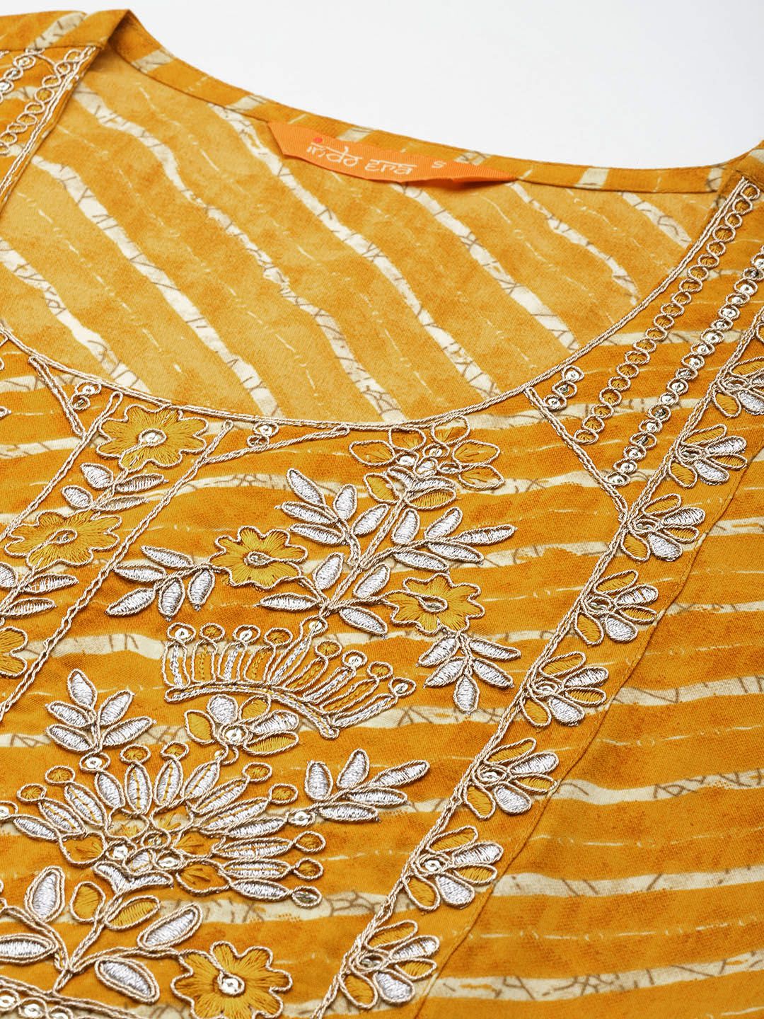 Dhiyona IE Women Floral Yoke Design Regular Pure Cotton Kurta with Trousers & With Dupatta