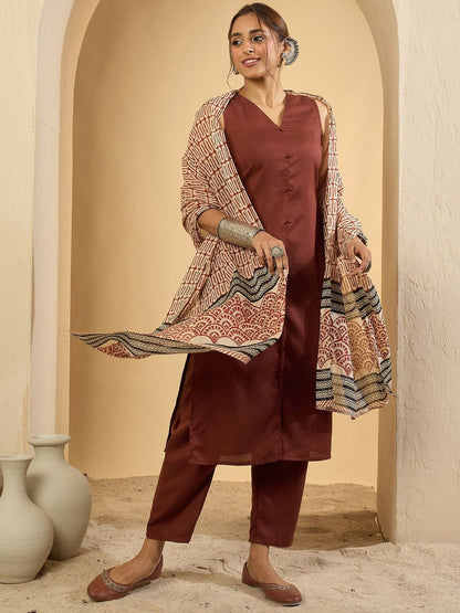 Dhiyona IE Women Regular Kurta with Trousers & Dupatta