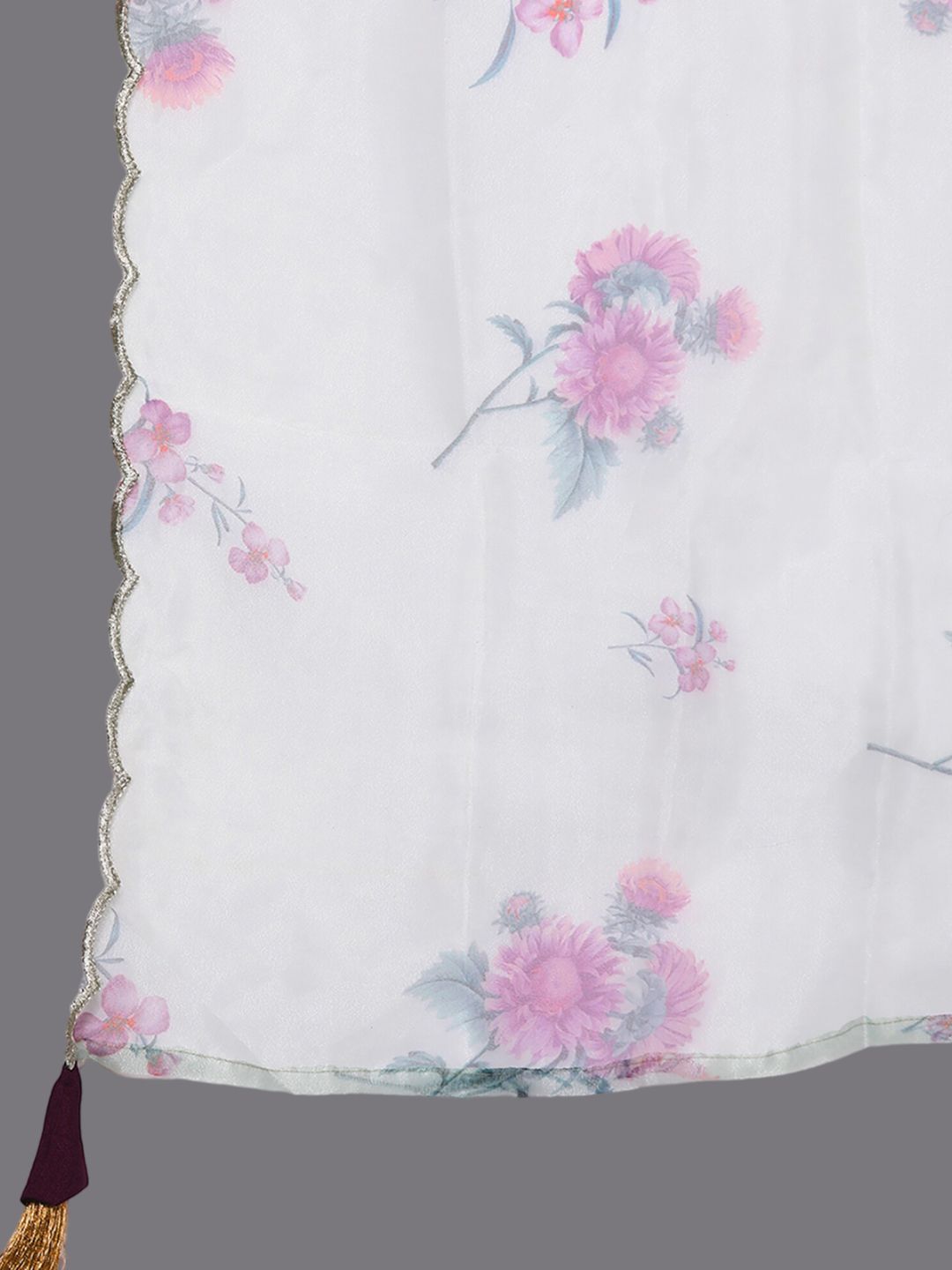 Floral Yoke Design Kurta With Trousers & Dupatta