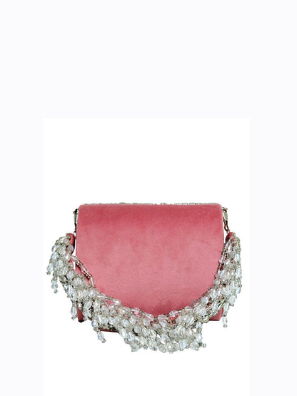 Dhiyona NR Women Rose & White Embroidered Box Clutch