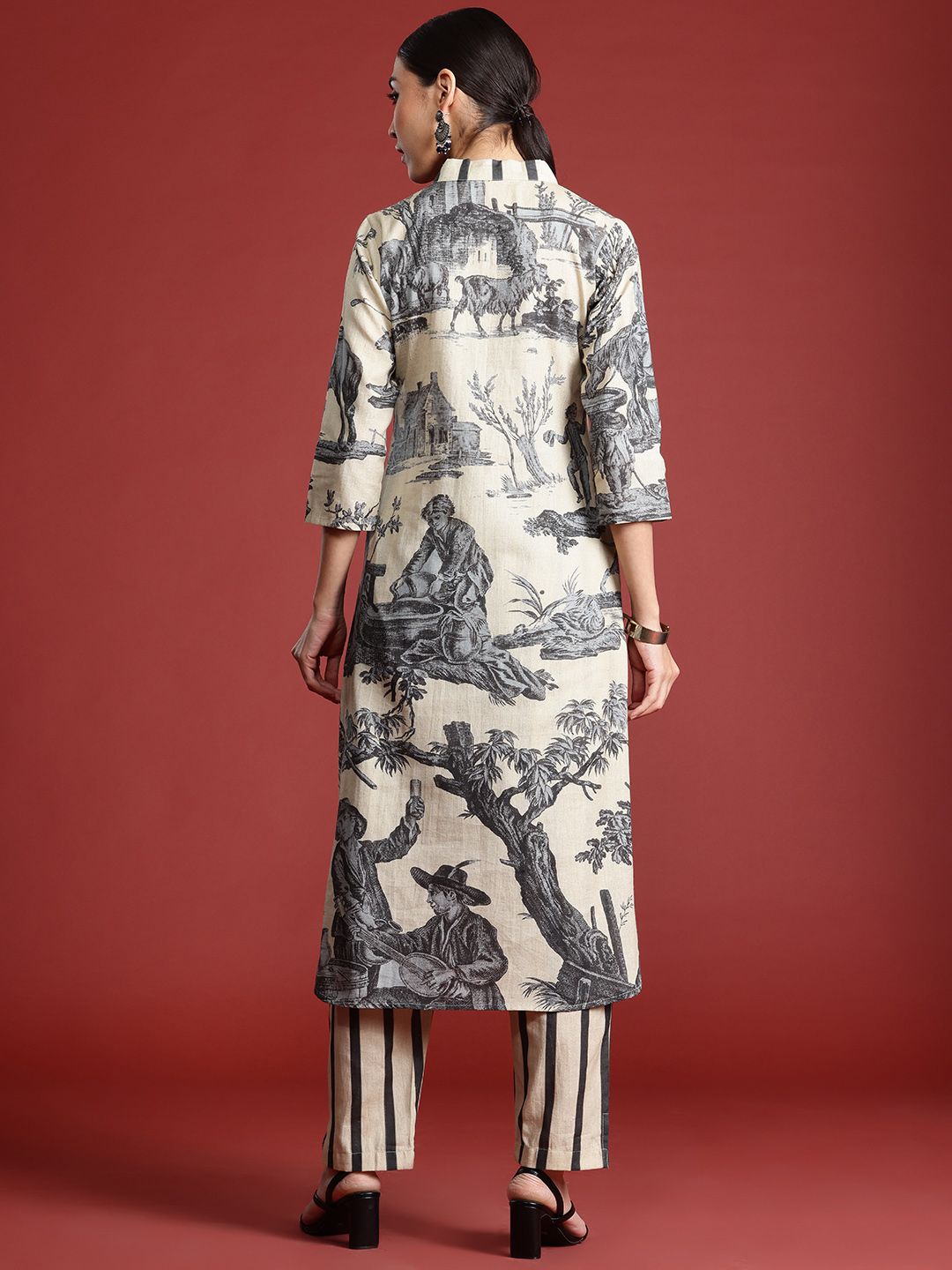 Printed Linen Kurta with Trousers