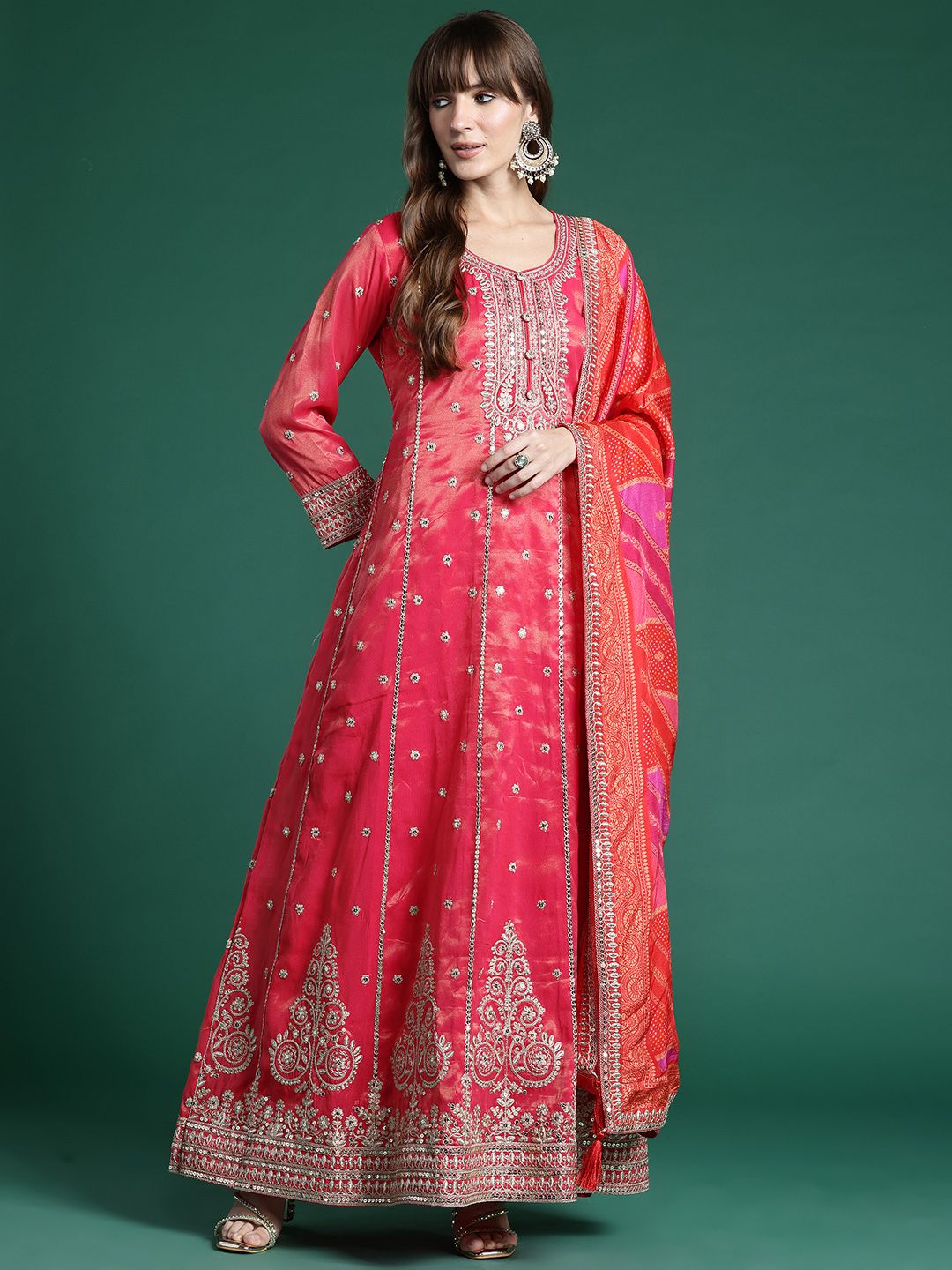 Ethnic Motifs Embroidered Kurta with Trousers & Dupatta