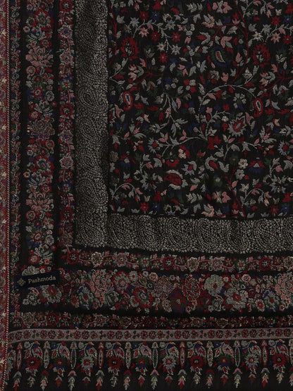 Dhiyona PA Women Black Floral Design Woven Shawl