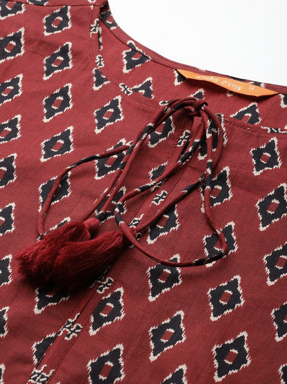 Dhiyona IE Ethnic Motifs Printed Pure Cotton Kurta with Trousers