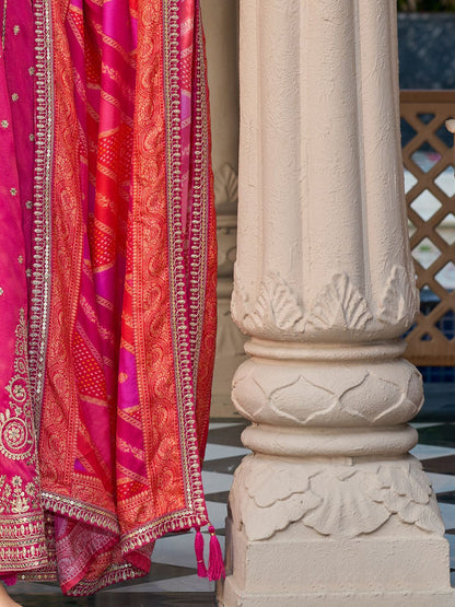 Ethnic Motifs Embroidered Sequinned Anarkali Kurta with Trouser & Dupatta