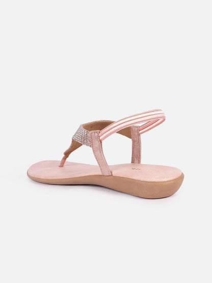 Dhiyona AK Rose Gold-Toned Embellished Open Toe Flats