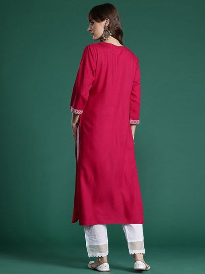 Dhiyona IE Floral Embroidered Thread Work Kurta