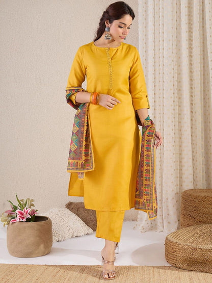 Dhiyona IE Straight Kurta With Trouser & Dupatta