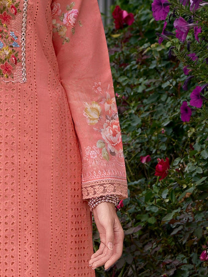 Women Floral Embroidered Regular Mirror Work Pure Cotton Kurta with Trousers & With Dupatta