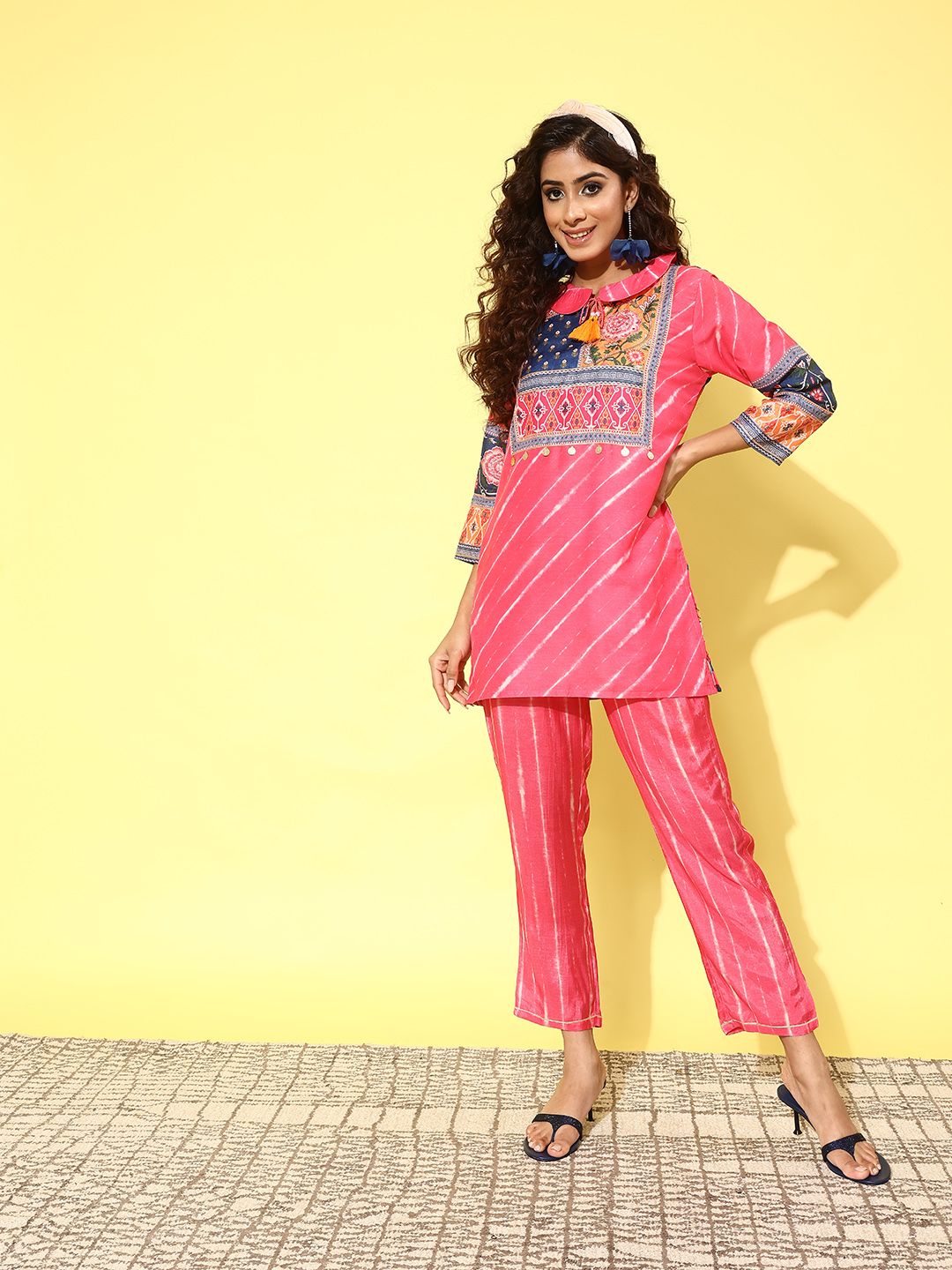 Dhiyona IE Women Printed Tunic with Trousers Co-Ords