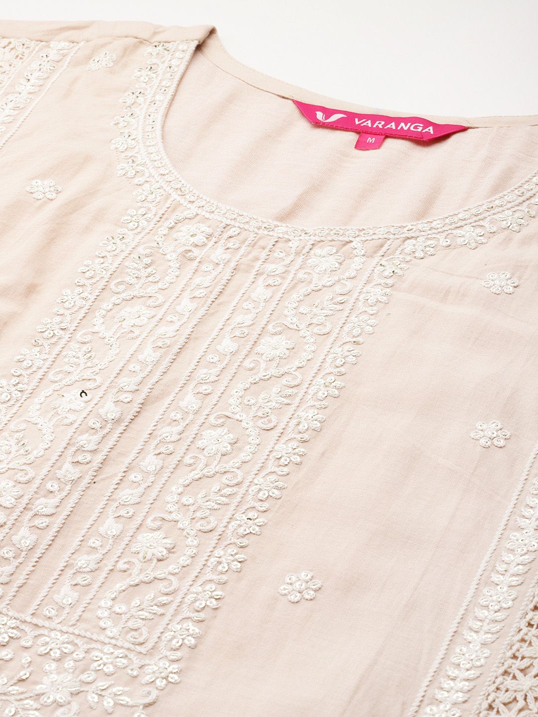 Dhiyona VA Women's Embroidered Pure Cotton Kurta with Trousers & Dupatta