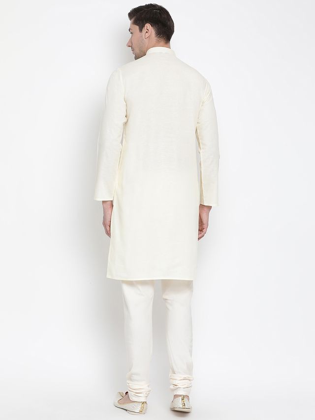 Men's Beige Cotton Linen Straight Kurta Pyjama Set