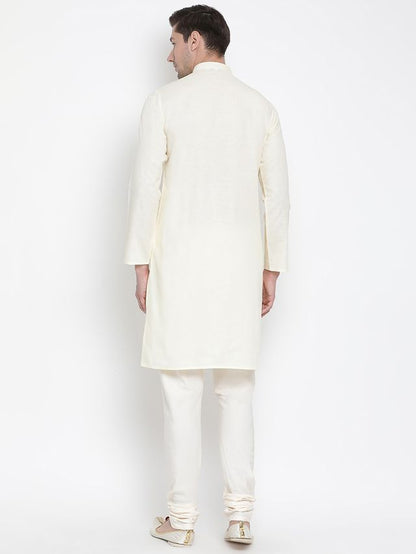 Men's Beige Cotton Linen Straight Kurta Pyjama Set
