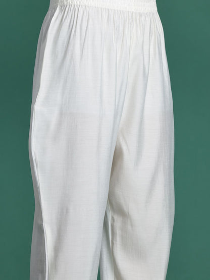 Embroidered Kurta with Trousers & Dupatta