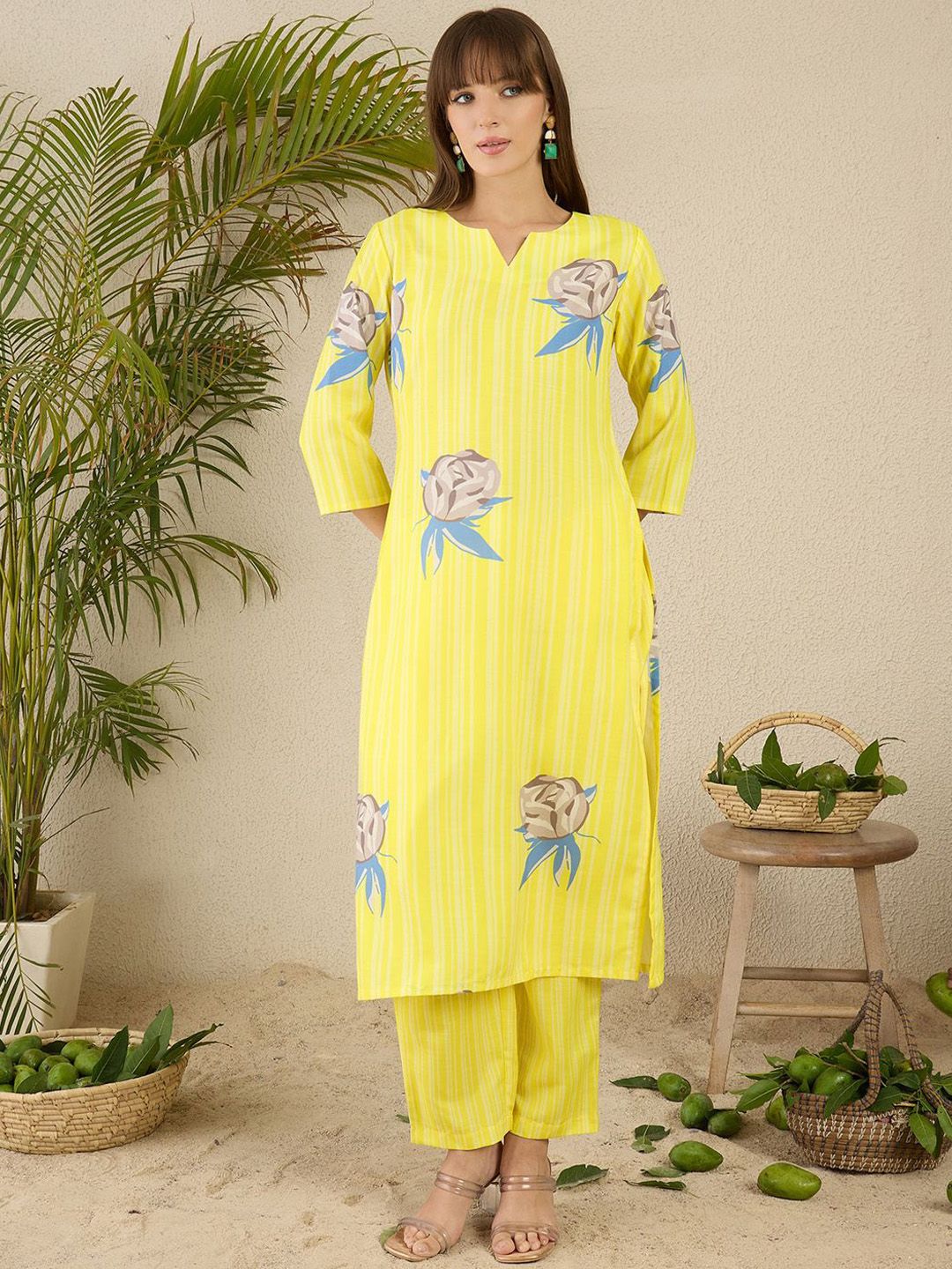 Dhiyona IE Printed Straight Tunic & Trousers Co-Ord Set