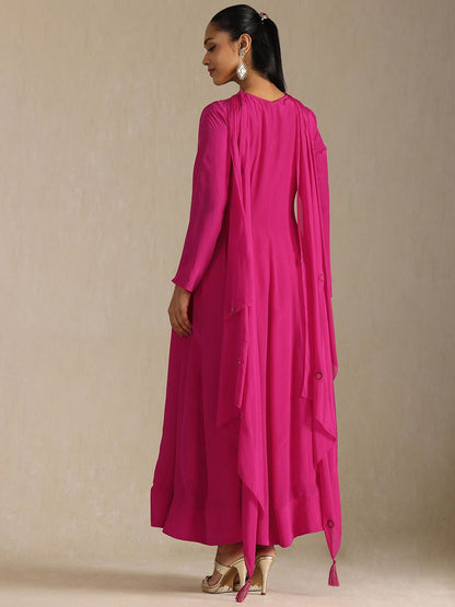 Dhiyona SO Women's Women Floral Printed Regular Sequinned Silk Crepe Kurta with Trousers & With Dupatta
