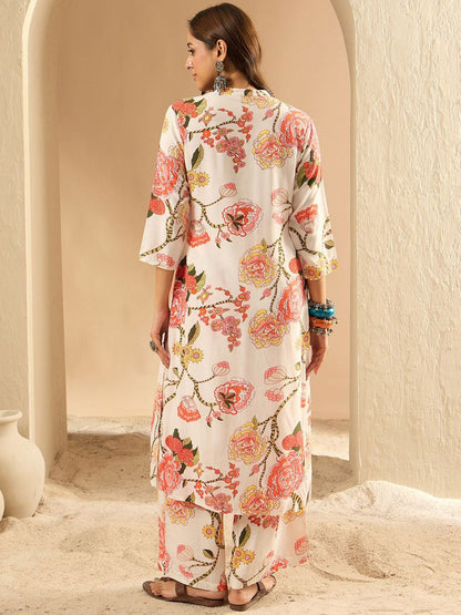 Dhiyona IE Women Floral Printed Regular Kurta with Palazzos