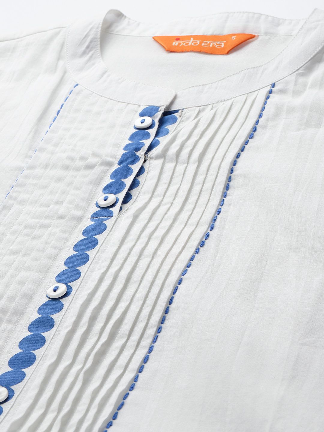 Printed PleatedPure Cotton Kurta with Trousers