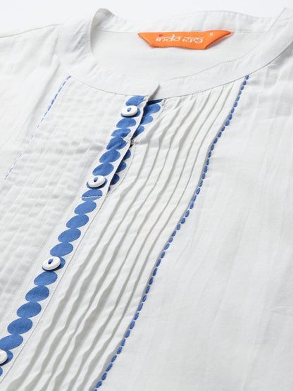 Printed PleatedPure Cotton Kurta with Trousers