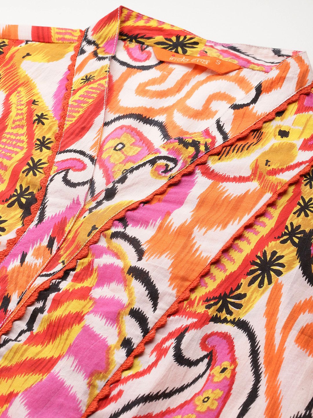 Women Paisley Printed Panelled Pure Cotton Kurta with Trousers