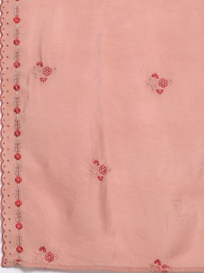 Dhiyona VA Women's Floral Embroidered Mirror Work Kurta With Trousers & Dupatta
