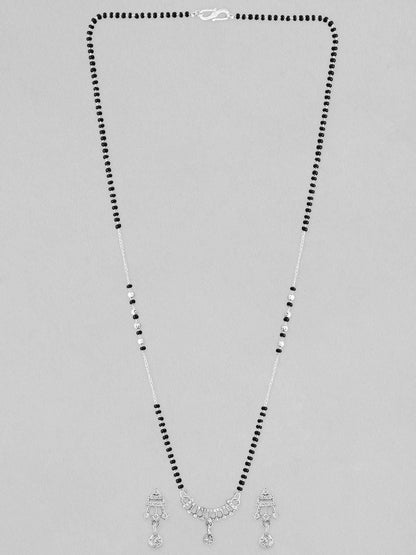 Dhiyona RJ Women's Silver-Plated & Beaded Mangalsutra With Earings