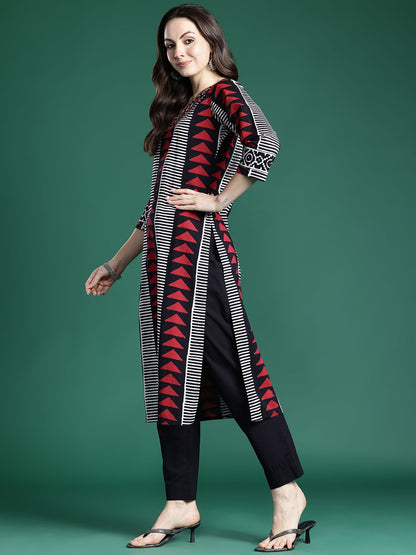Dhiyona IE Printed Regular Thread Work Pure Cotton Kurta with Trousers & With Dupatta