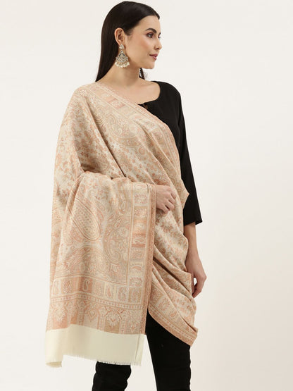 Dhiyona PA Woman Off- White Woven Design Jamawar Shawl