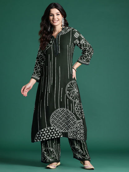 Dhiyona IE Printed Beads & Stones Kurta with Trousers