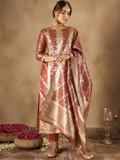 Dhiyona IE Women Ethnic Motifs Regular Kurta with Trousers & Dupatta