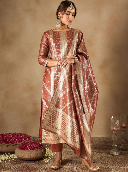 Dhiyona IE Women Ethnic Motifs Regular Kurta with Trousers & Dupatta