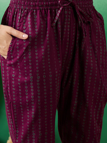 Dhiyona SN Women's Printed Pure Cotton Straight Kurta With Trousers & Dupatta
