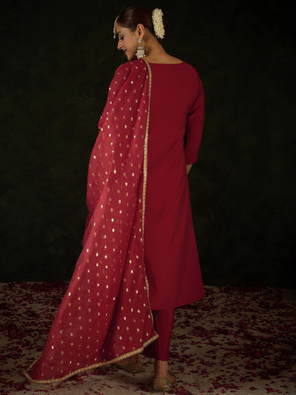 Women Ethnic Motifs Embroidered Regular Sequinned Kurta with Trousers & With Dupatta