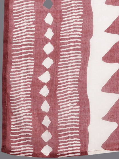 Dhiyona IE Floral Printed Round Neck Three-Quarter Sleeves Pure Cotton Kurta Set