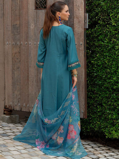 Women Floral Embroidered Regular Mirror Work Kurta with Trousers & Dupatta