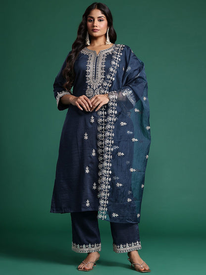 Dhiyona IE Ethnic Motifs Embroidered Kurta with Trousers & Dupatta