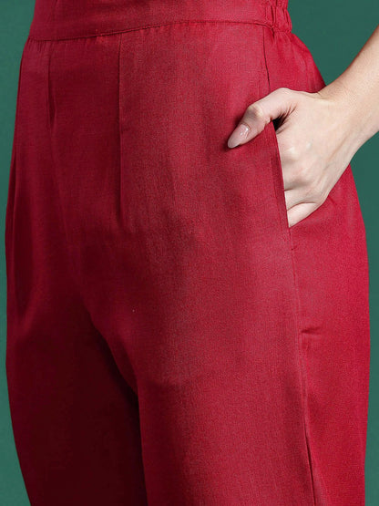Dhiyona IE Ethnic Motifs Embroidered Regular Kurta with Trousers & Dupatta