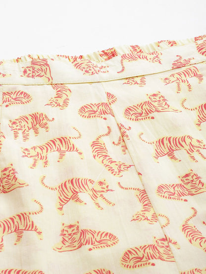 Dhiyona IE Women Printed Pure Cotton Tunic with Trousers