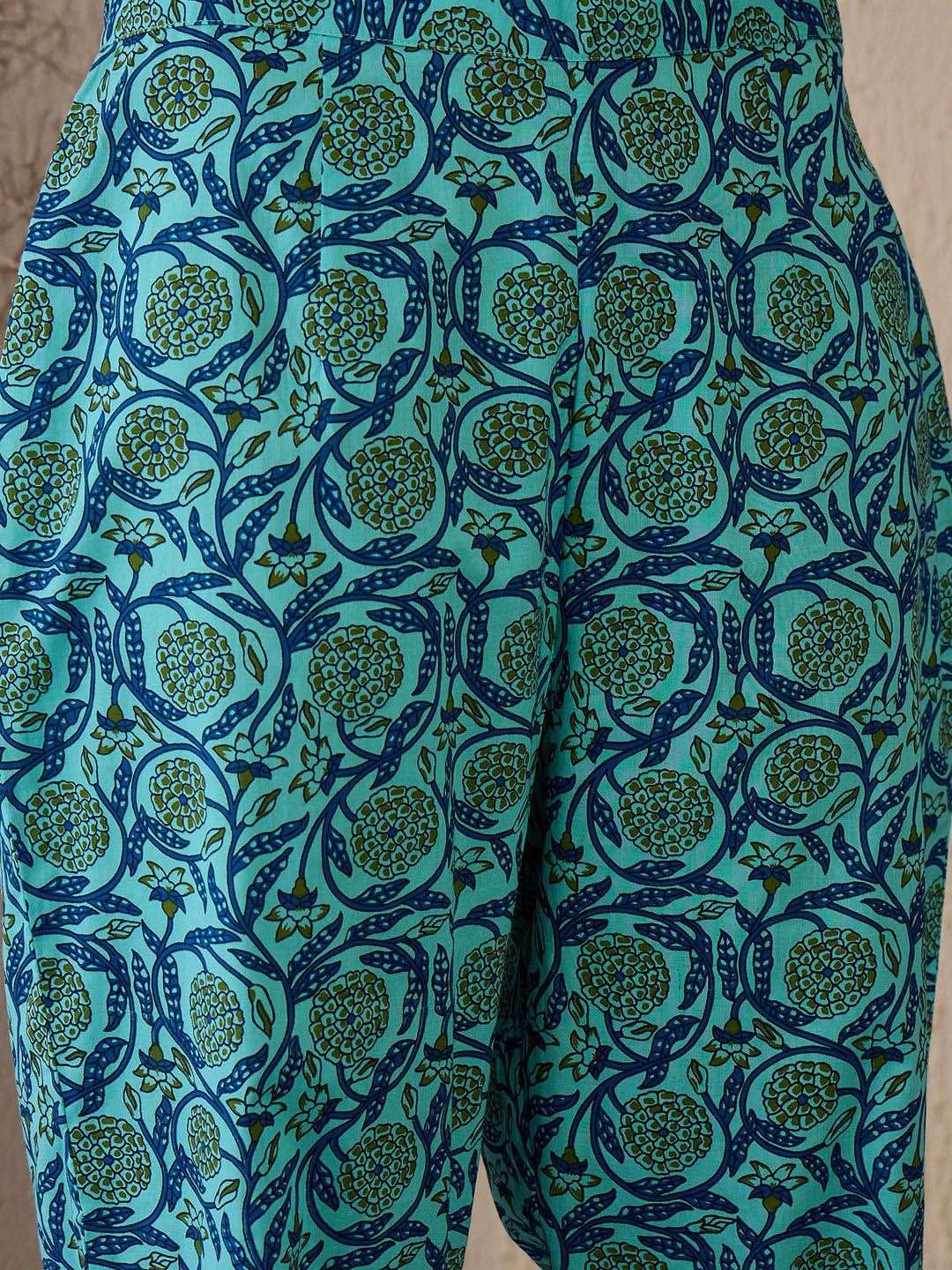 Dhiyona IE Women Floral Printed Empire Pure Cotton Kurta with Palazzos