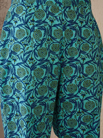 Dhiyona IE Women Floral Printed Empire Pure Cotton Kurta with Palazzos